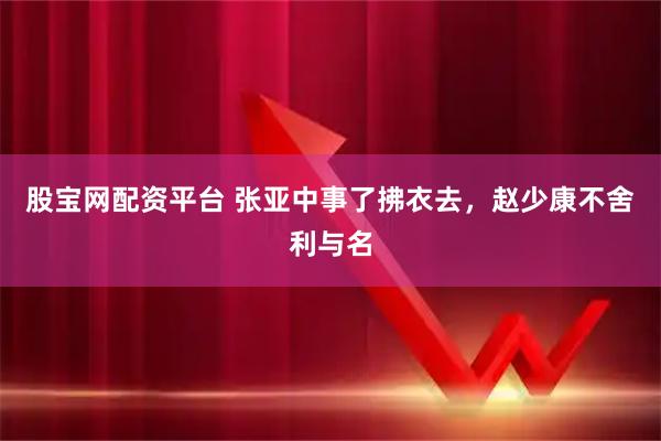 股宝网配资平台 张亚中事了拂衣去，赵少康不舍利与名